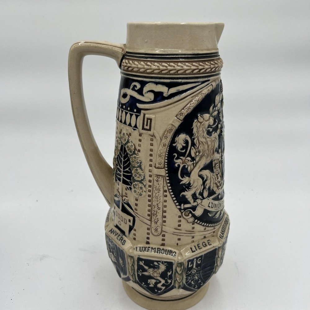 11.5" Vintage German Beer Stein With Luxembourg Coat Of Arms - Picture 6 of 8